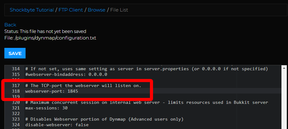 Setup Dynmap - Change webserver port