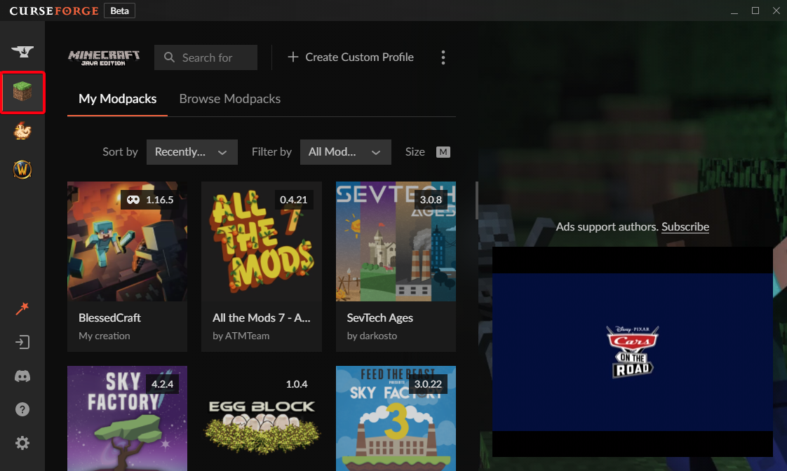 Installing Minecraft Modpacks: CurseForge support