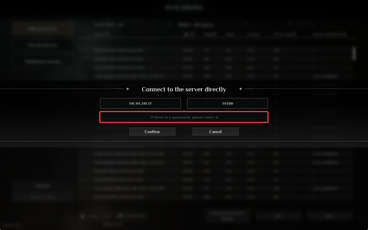 enter your server password into the password field if you have one configured