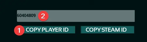 In game screenshot showing how to find a player ID using the Admin Menu