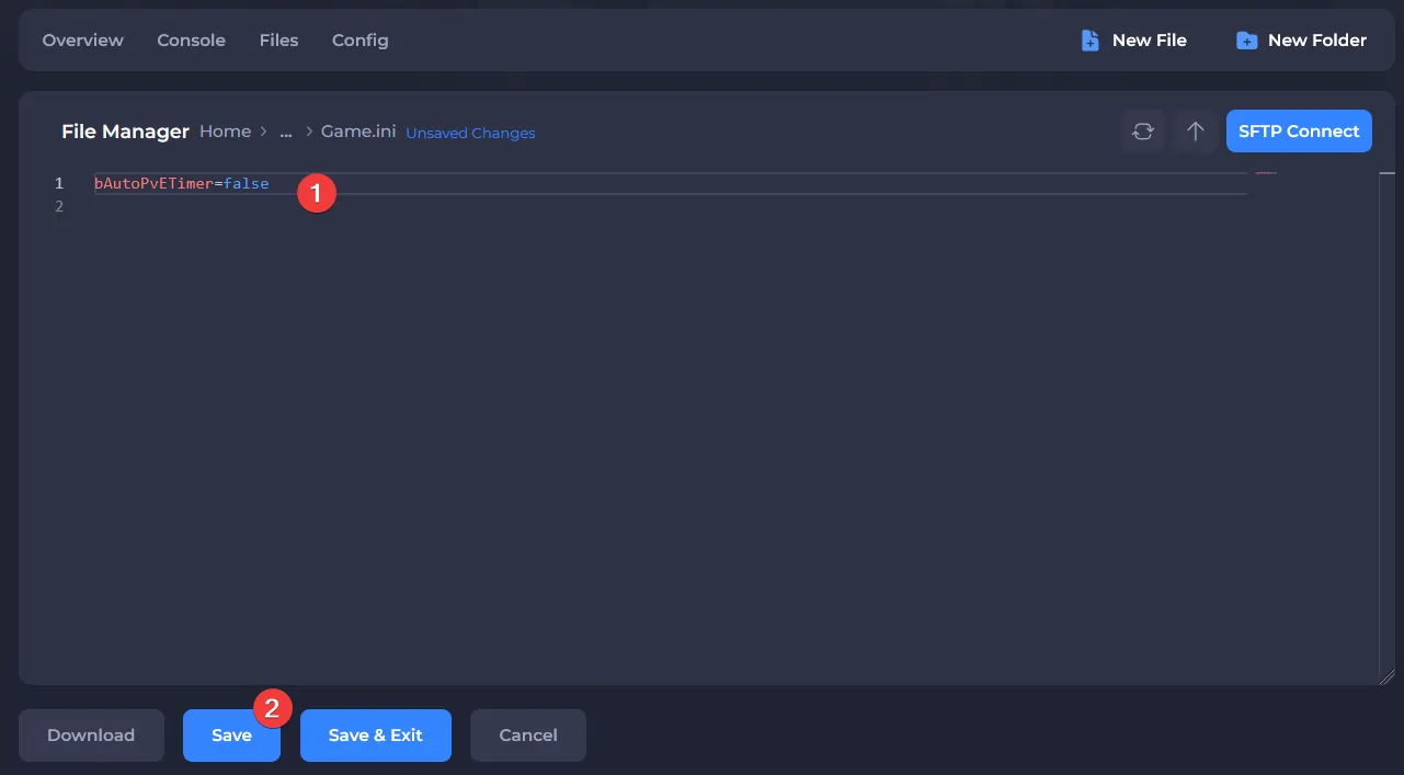 bAutoPvETimer being added to the game.ini file