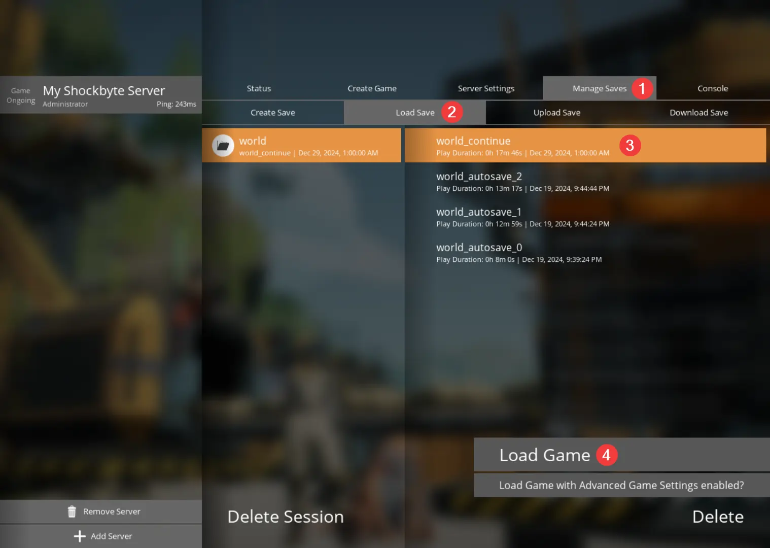 Satisfactory Save Manager loading a savegame