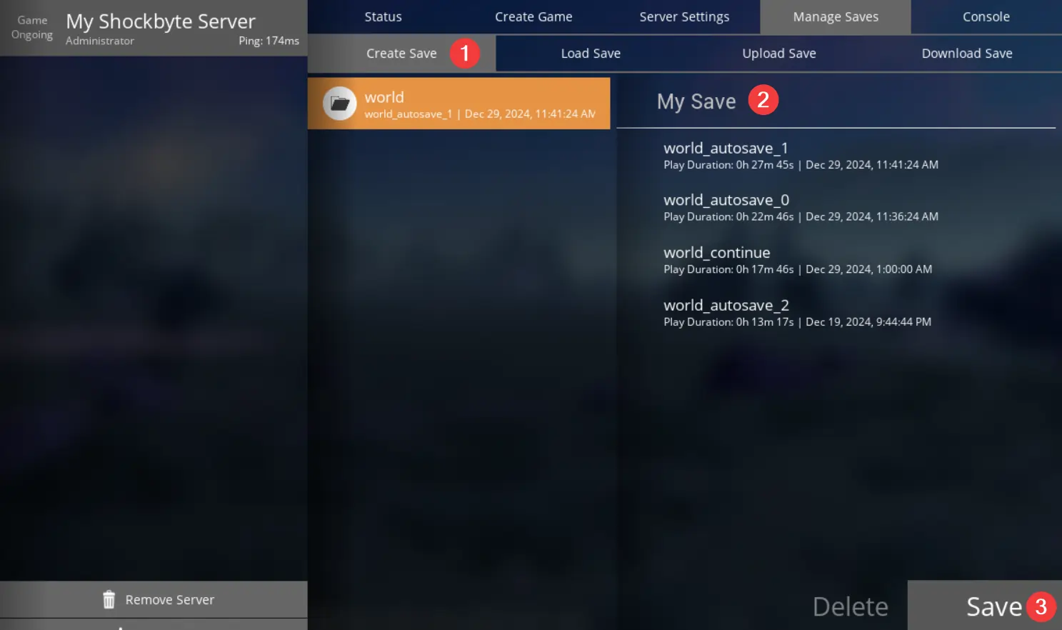 Satisfactory Save Manager creating a savegame