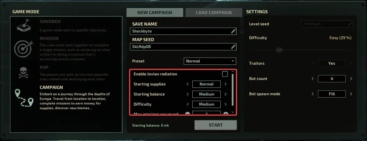 Barotrauma ingame configuring gamemode settings