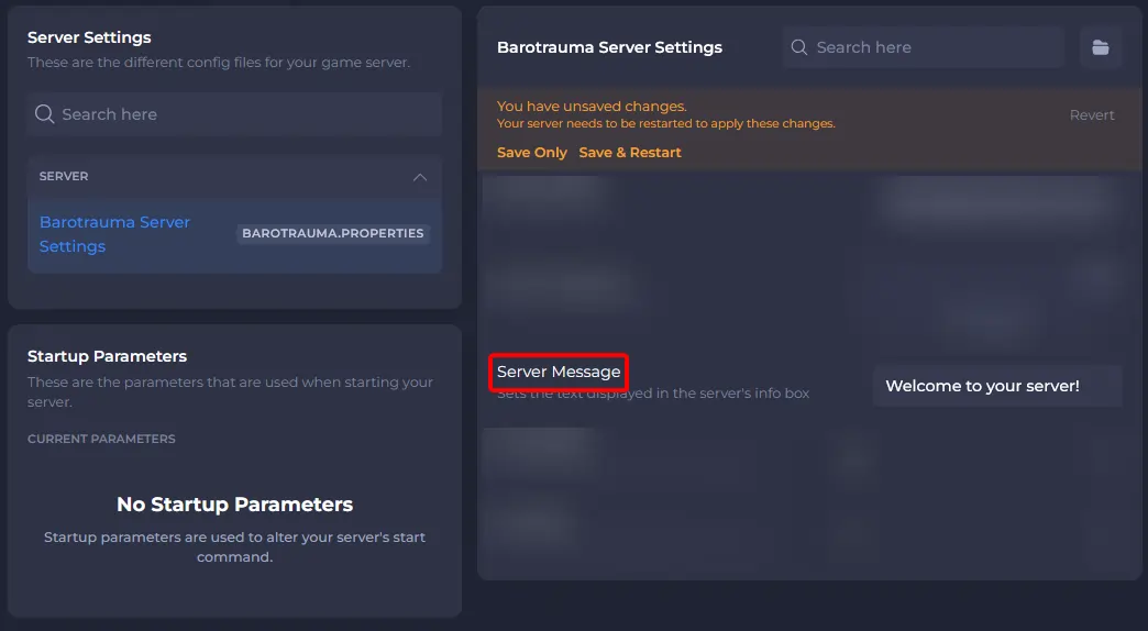 Barotrauma config setting server message