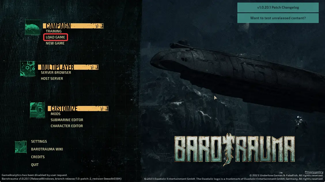 Barotrauma Save Files
