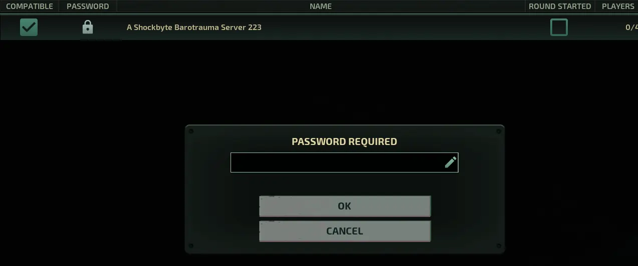 Barotrauma ingame asking for a password