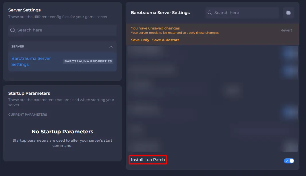 Barotrauma config enabling the installation of Lua Patch