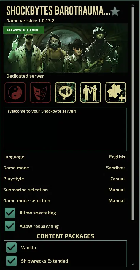 Barotrauma ingame showing the server name