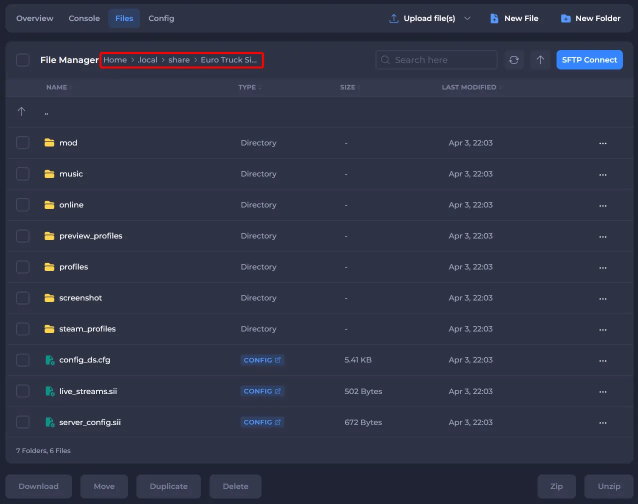 ETS2 server files going to the game path