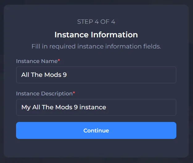 Providing instance information to setup modpack