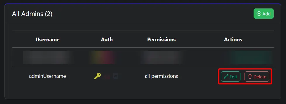 txAdmin control panel showing how to edit an admin