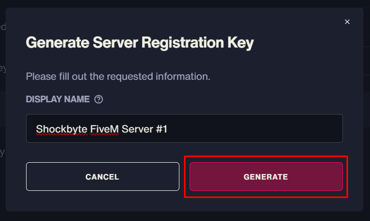 Generating a Cfx.re Server Registration Key