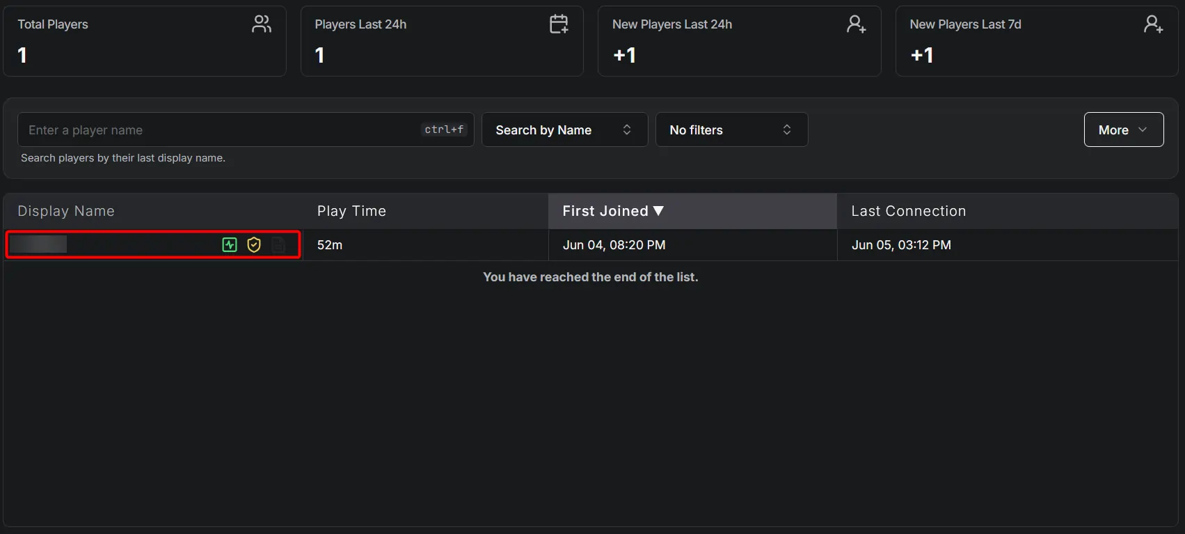 txAdmin control panel highlighting a player