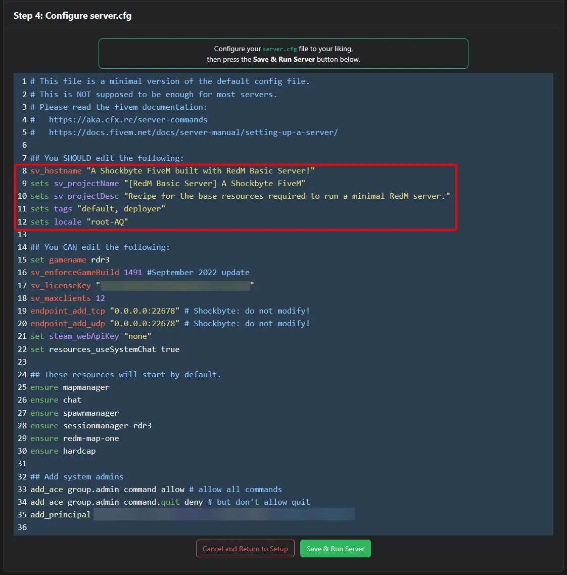 Review and change your server.cfg