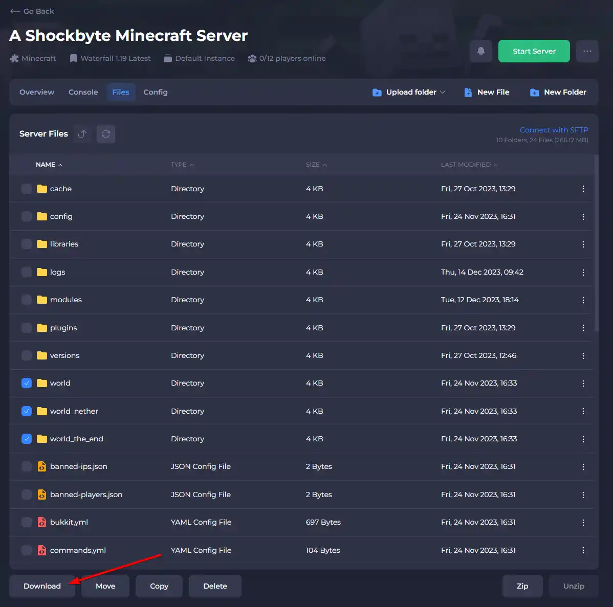How to Download your Minecraft Server World - Shockbyte