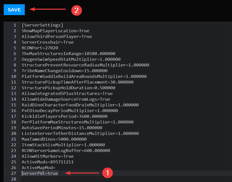 How to set your ARK server from PVP to PVE Knowledgebase Shockbyte