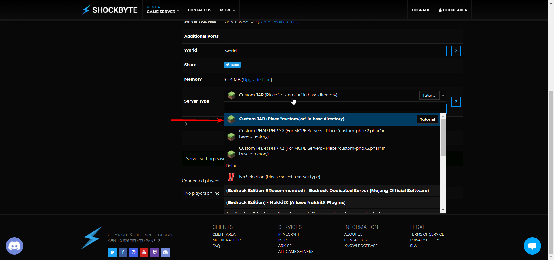 shockbyte server control panel